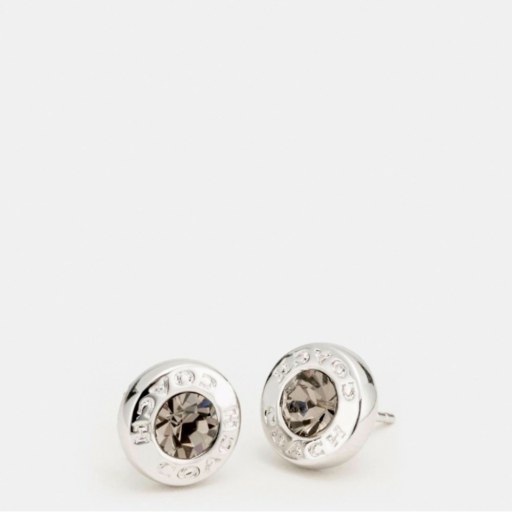 COACH | Open Circle Stone Stud Earrings | Silver Tone - Picture 2 of 5